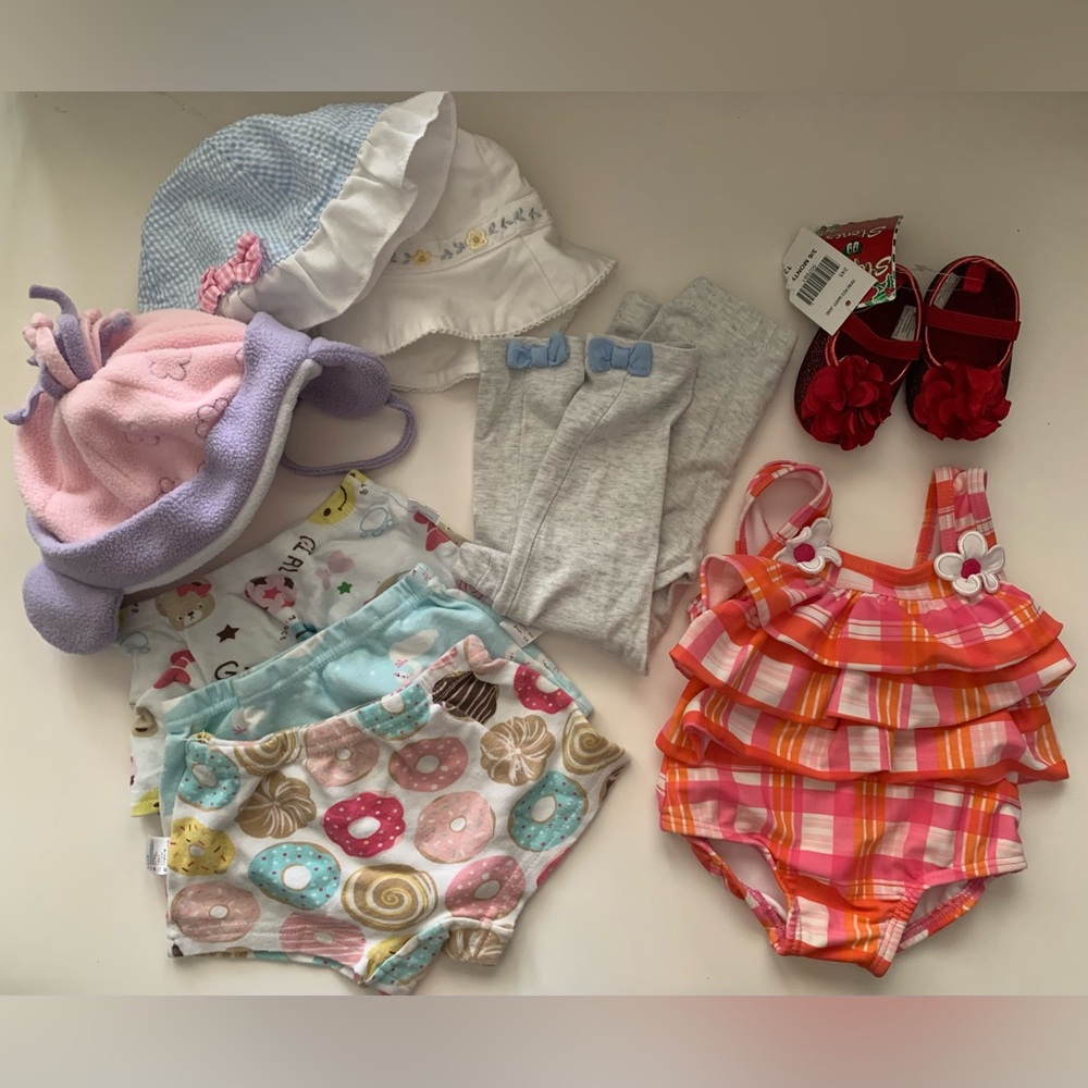 Bundle of Baby Girl Clothing Swimsuit Hats Shoes Shorts